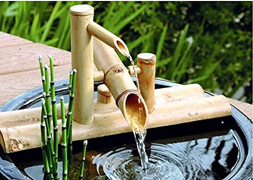 Fontana di Acqua di Bambù Fontana Feature Giardino Giapponese Esterno Caratterizzato da Decorazioni Zen Sculture Statue Moderne 100% Fatto A Mano, 50cm