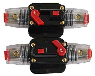 Automatiksicherungshalter, Inline Auto Leistungsschalter 12V-24V DC, Manuellen Reset Schalter für Car Audio Solar Inverter Systemschutz (40A)
