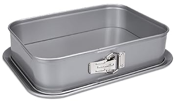 Städter we love baking silberne rechteckige Springform 33 x 23 cm - Höhe 7 cm - aus Metall mit Antihaftbeschichtung - Füllmenge 4700 ml, Silber