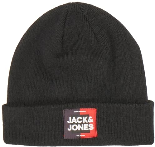 JACK&JONES JUNIOR Herren Jacoscar Beanie Jnr StrickMütze, Schwarz, S-M EU