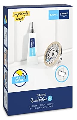 GROHE QUICKFIX - Kleber S1 für Wandhalterungen (1 Tube Klebstoff, zwei Scheiben und einem alkoholhaltigem Reinigungstuch), 41246000