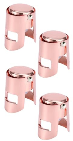 4 Stück funkelnder Flaschenverschluss, Edelstahl, Vakuum-Champagnerflaschen-Verschluss, auslaufsicher, Blasen-Retaining Saver für Bier, Wein, Prosecco – Roségold