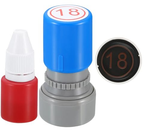 PATIKIL Nummernstempel mit Selbstfärbung, Zahl 18 Stempel Lehrerstempel Initialstempel Tintenstempel für Klassenheft Scrapbooking DIY Handwerk Stil 2, rote Tinte