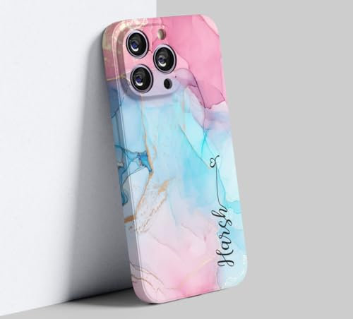 EKAM Personalised Marble Case for iPhone SE 2020 / SE 2022 / for iPhone 7/8 - Fully Printed 3D Marble Pattern Shockproof TPU Bumper back Cover, Customise Your Own Name Text (Crystal Butterfly)