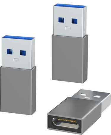USB to USB C Adapter 3 Pack,Type C Female to A Male Charger Converter Compatible with Apple Watch Ultra iWatch 8 7,iPhone 15 14 13 12 Pro Max Plus,Airpods,iPad,Car,Samsung Galaxy (Grey)