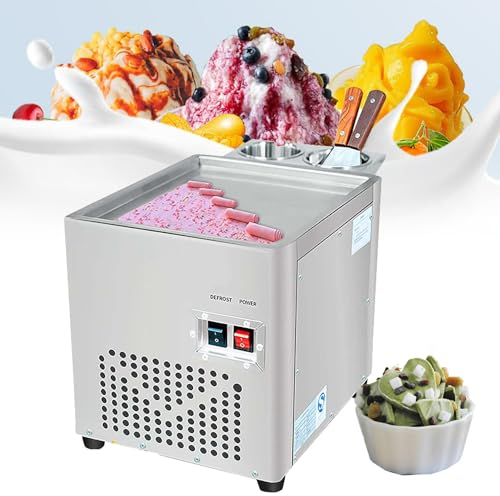 XDLYWUZIQ Ice Cream Roll Machine, Stainless Steel Stir-Fried Ice Cream Roll Maker, Stir-Fried Ice Cream Pan, Yogurt Cream Machine for Bars Cafe Dessert Shops
