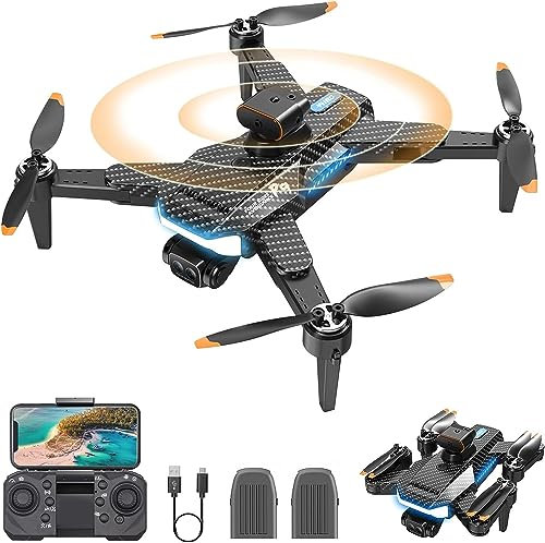 OBEST Mini Drone with 4k Camera, Brushless Motor Drone, Optical Positioning, Intelligent Obstacle Avoidance, Wireless Transmission, Quadcopter with Lights, 2 Batteries (gray)