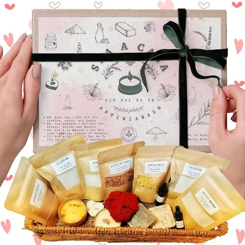 md malva design DIY Spa zu Hause Kit | Set zur Herstellung von Aromavelas, Handgemachten Seifen, Natürlichen Masken und Lippenbalsam | 100% Natürliche Inhaltsstoffe | Einfache Bastelarbeiten