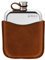 English Pewter Company 6oz Pewter Hip Flask with Luxury Brown Leather Pouch and Leather Cap [LPLF01]