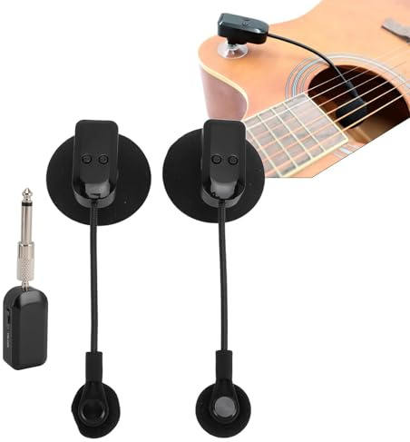 Luocute Microfono Strumento di Sassofono Flauto Wireless, Rotazione a 360 °, Ricevitore Wireless e Trasmettitore per Violino, Fisarmoniche, Microfono a Violoncello, Intervallo di 131,2