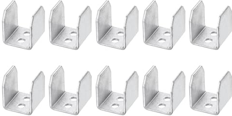 sourcing map 10 Pcs U Bracket for 0.67 Panels, 17 x 17 x 20mm Metal U Shaped Fasteners Brackets for Guardrail or Partitions Connection, Silver