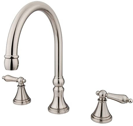 Kingston Brass KS2348AL Heritage Roman Tub Filler with Al Handle, Brushed Nickel