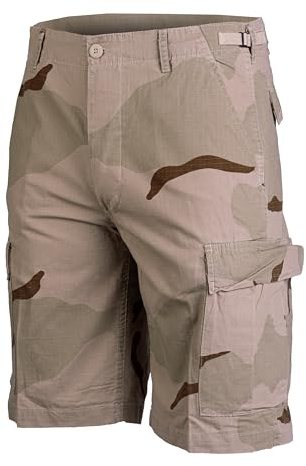 Mil-Tec US Bermuda R/S Prewash Shorts Herren • Leichte Ripstop Bermuda Shorts im Used-Look • Cargoshorts aus Baumwolle für Alltag & Outdoor • Ideal als Kurze Arbeitshose, Wanderhose