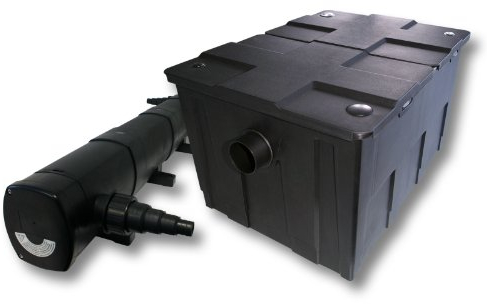 Wiltec Komplettset: CBF-550 Teichfilter bis 60000 L Teichfilteranlage als Durchlauffilter, CUV-272 Teichklärer UVC Klärer mit 72W, 5m Teichschlauch 25 mm (1)