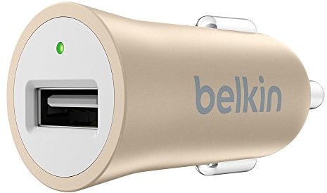 Belkin Premium MIXIT Fast 2.4 A USB Car Charger for Apple iPhone XS Max/XS/XR/X/8 Plus/8/7 Plus/7 and Apple iPad Air, iPad 2, iPad Mini with Connected Equipment Warranty, Gold
