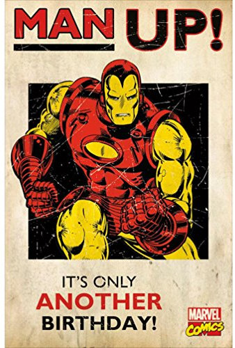 Iron man man up ! it's only another birthday ! marvel comics birthday card