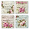 4 Stück Shabby Vintage Glasuntersetzer aus Marmor im Shabby CHIC Flora Untersetzer für Gläser, Flaschen und Tischdeko