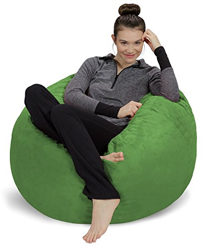 Sofa Sack L-Das Neue Komforterlebnis Sitzsack mit Memory Schaumstoff Füllung-Perfekt zum Relaxen im Wohnzimmer oder Kinderzimmer-Samtig weicher Velour Bezug in Limonengrün