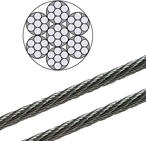 20 Meter - 2mm Edelstahldrahtseil 7x7 V4A Inox rostfrei Drahtseil Stahlseil Geländerseil