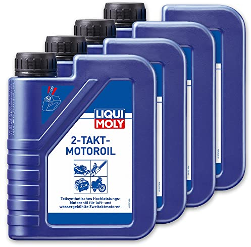 Liqui Moly 4 x 1052 Aceite de motor de 2 tiempos automezclado para cortacésped, motosierra y aceite, 1 L