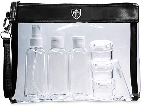 TRAVANDO Kulturbeutel durchsichtig 100ml 1l Kosmetiktasche transparent Kulturtasche Flüssigkeiten Reiseset Handgepäck Flugzeug Reise Flaschen Handgepäck Beutel Zipper Reisebeutel Tasche Behälter