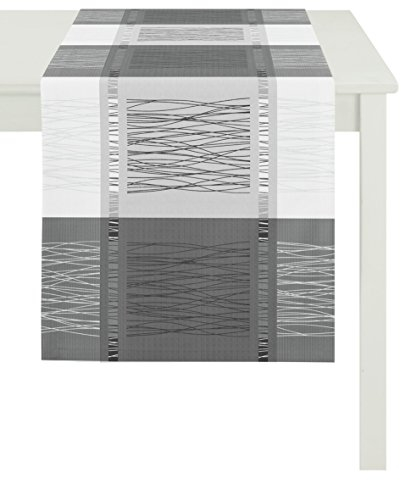 Apelt Läufer, Polyester, Grau/weiß, 44 x 140 x 1 cm