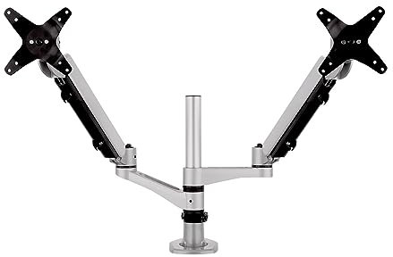 ViewSonic LCD-DMA-002 Spring-Loaded Monitor Desk Mounting Arm for 2 Monitors up to 27 Inches Each, VESA Compatible, Full Ergonomic Adjustability, 2-in-1 Mounting Base, and Built-in Cable Management