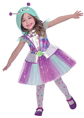 Amscan 9905040 Entzückendes Außerirdischer Kostüm für Kinder Mädchen 6-8 Jahre
