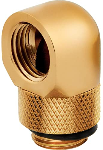 Corsair Hydro X Series Adaptateur Rotatif à 90 Degrés, Lot de 2 (Filetages G1/4 BSPP, Durabilité en Laiton Massif, Mécanisme de Rotation Sécurisé, Optimisé pour Les Débits Élevés) Or