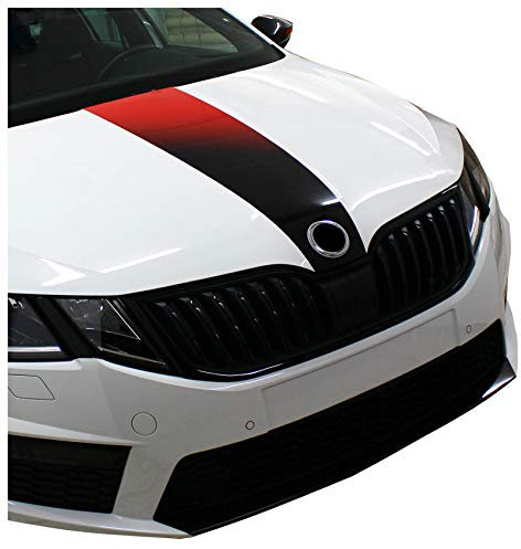 D082 Motorhauben Dekor passgenau Folie Powerdome Aufkleber Design Zubehör Vinyl (Farbverlauf Schwarz Rot)