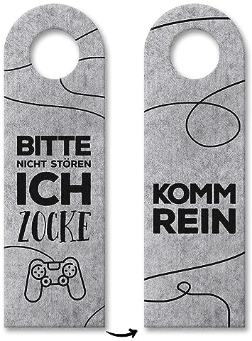 Nicht stören, ich zocke oder Komm rein Türhänger in Grau mit Zocker Motiv gaming
