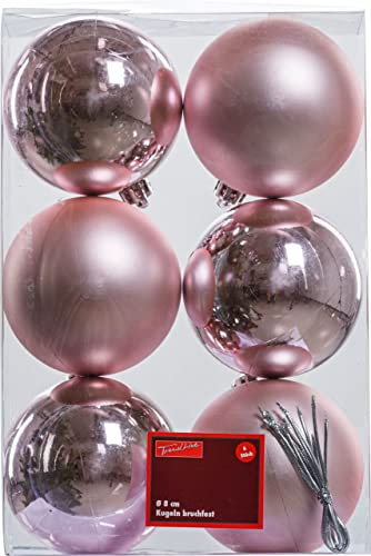 TrendLine Christbaumkugeln 6 Kugeln Ø 8 cm Rosa Weihnachtskugeln Weihnachten
