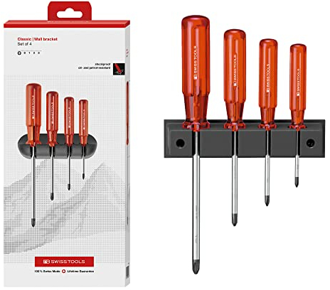 PB Swiss Tools Classic Screwdriver Set PB 242 | 100% Swiss Made | 4-piece Screwdriver Set, Size 0-3 for Phillips Screws