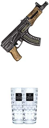 Zlatogor AK 47 Vodka Ukraine 0,7 Liter + Three Sixty Vodka Gläser 2 Stück