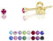 DTPsilver - Winzige Ohrringe 925 Sterling Silber Gelb Vergoldet mit Kristallen von Swarovski® Elements Runde Sehr kleine Ohrstecker - Durchmesser 2 mm - Farbe : Fuchsie
