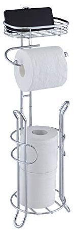 SunnyPoint Porta rotolo di carta igienica pesante da bagno con riserva e scaffale, l'area riserva ha abbastanza spazio per riporre rotoli mega (cromato)