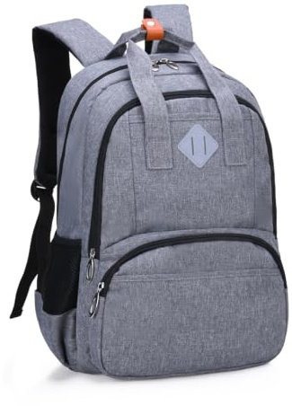 HOPYOCK Boys School Bag Girls Backpack Reflective Kids Rucksack Ages 6-16 | Unisex Children's Backpacks Multi-Pocket Primary & Secondary School Backpack Grey