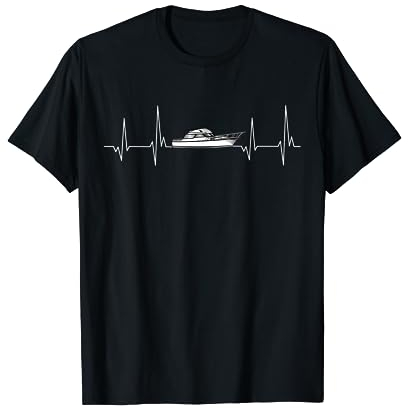 Herzschlag Boot Motorboot Yacht EKG Captain Bootszubehör T-Shirt