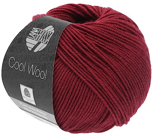 LANA GROSSA Cool Wool Uni | Extrafeine Merinowolle waschmaschinenfest und filzfrei | Handstrickgarn aus 100% Schurwolle (Merino extrafein) | 50g Wolle zum Stricken & Häkeln | 160m Garn FB 2068