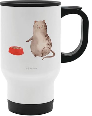 Mr. & Mrs. Panda Taza termo Gato Lobo abajo - Gatos, decoración de gatos, Taza térmica, cuenco de comida, Taza para llevar, hambriento, Taza de café, Dueño de gato, Taza aislante, refranes de gatos
