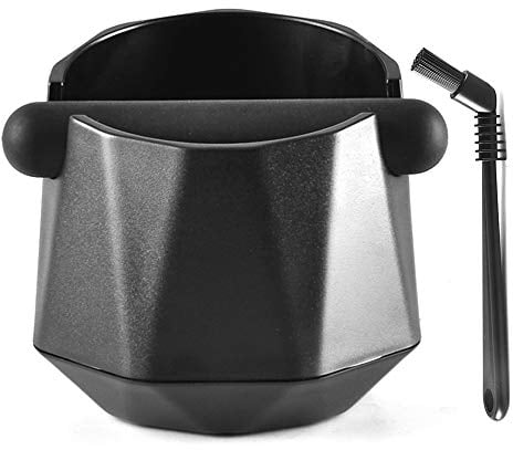CAFEMASY Abklopfbehälter für Siebträgermaschine Barista Kaffee Zubehör Einzigartiges Design Rautenförmige Kleine Kaffeesatz Abschlagbehälter mit Espressobürste