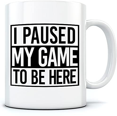 I Paused My Game to Be Here - Tazza per tè e caffè, motivo: Gamer Gaming Console, taglia unica, colore: Bianco