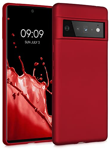 kwmobile Custodia Compatibile con Google Pixel 6 Pro Cover - Back Case Morbida - Protezione in Silicone TPU Effetto Metallizzato rosso scuro metallizzato