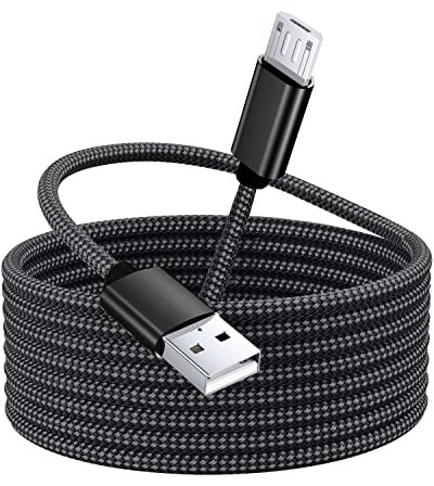 Long Micro USB Cable 5M, USB A to Micro USB Charger Cord, Nylon Braided Charging Cable Compatible with Samsung A10/A20/J7, Sony, LG, HTC, Motorola, PS4 Controller, Kindle, Power Bank