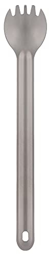Gabel und Löffel mit langem Stiel aus Titan, Außenlöffel mit geradem Stiel aus Titan (22 cm lang)