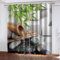 BKTTDS Vorhang Blickdicht Mit Ösen 2 Paneele 160X200cm(HxB) Zen Bamboo Leaf Flowing Water Gardinen 3D Gedruckt Verdunkelungsvorhang Wärmeisolierte Fenstervorhänge Für Kinderzimmer Wohnzimme