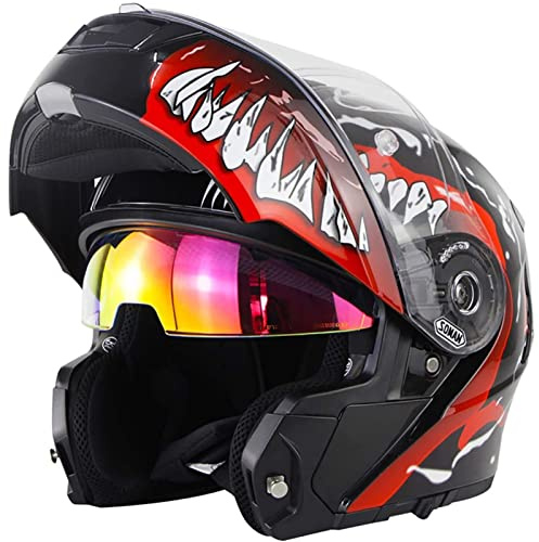 Modularer Motorradhelm Mann Und Frau Motorradhelm, ECE-Geprüft Integrierter Integralhelm Mit Doppelvisier, Scooter-Motorrad-Klapphelm Für Großen Kopf G,XXXL
