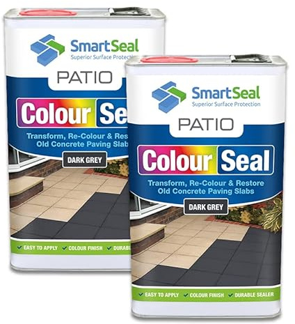 SmartSeal Patio ColourSeal - Dark Grey, 2 x 5L - Superior Patio Paint to Colour & Restore Old Concrete Paving Slabs. Easy to Apply Outdoor Floor Paint & Sealer for Concrete Paving & Flagstones