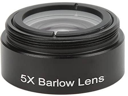 Akozon 5X Barlow-Linse 1,25 Zoll Mehrfach Beschichtete Aluminiumlegierung Optische Glasokulare Stereomikroskop-Vergrößerungslinse mit M28,6-Gewinde für Astronomische Beobachtung