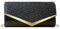MEGAUK Damen Glitzer Clutch Unterarmtasche mit Abnehmbare Kette für Hochzeit Wedding Ball Bankett Prom Party, Schwarz